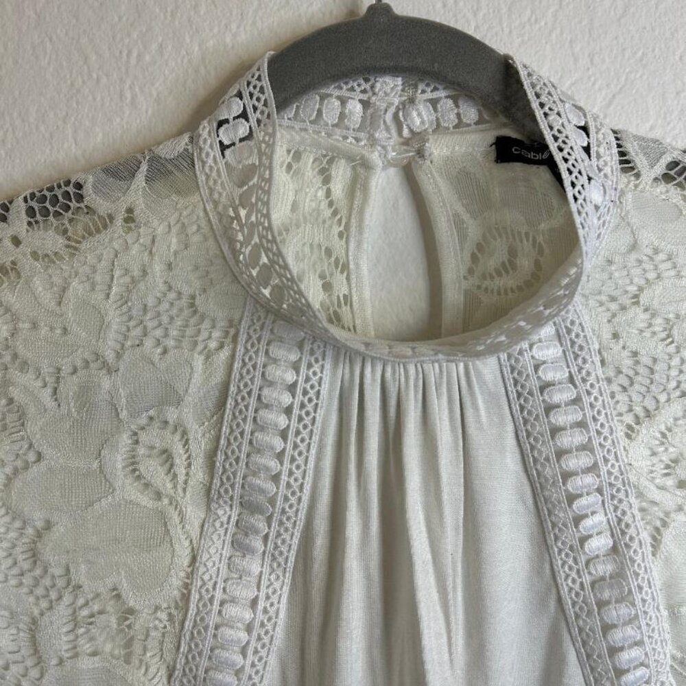 Ivory Lace Detail Blouse by Cable & Gauge Size XL - Picture 6 of 6